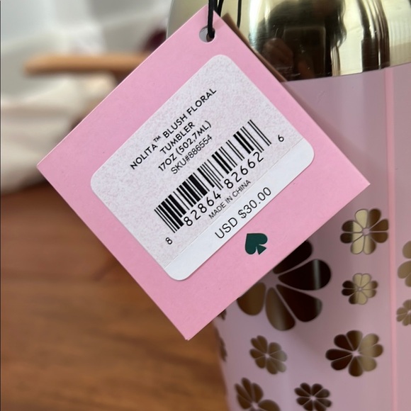 Kate Spade Pink and Gold Floral Water Bottle - Picture 2 of 2